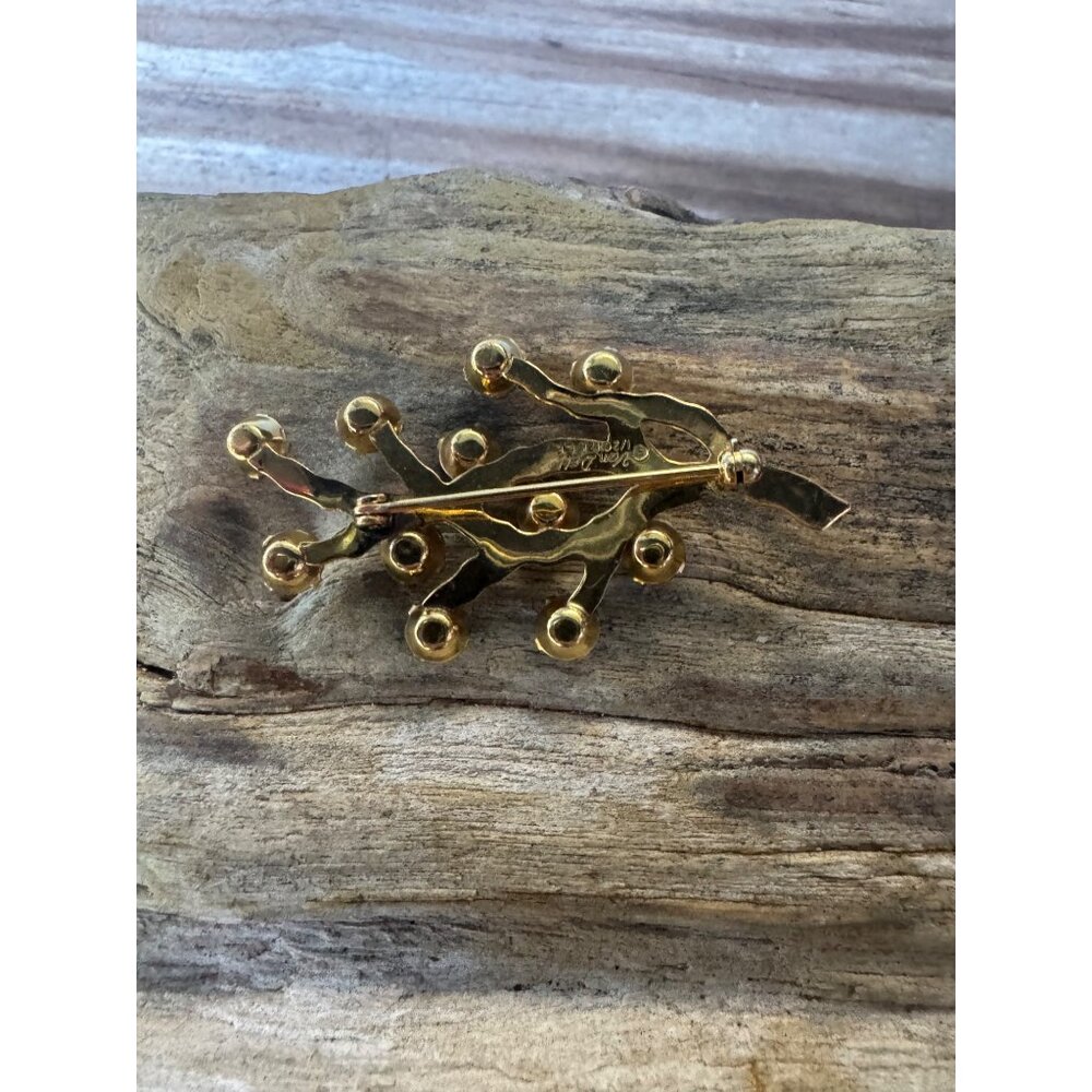Van Dell Brooch Women 2" 12K Gold Filled Rhinestone Spray Multicolor Vintage Pin - Picture 5 of 7